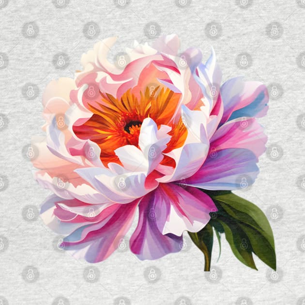 Elegant Ombre Pink Peony Flower Watercolor Floral Art by PetalsPalette